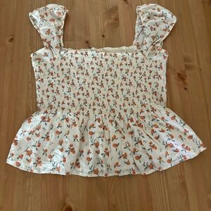 Abercrombie Peach Ruffle Ruched Top size large